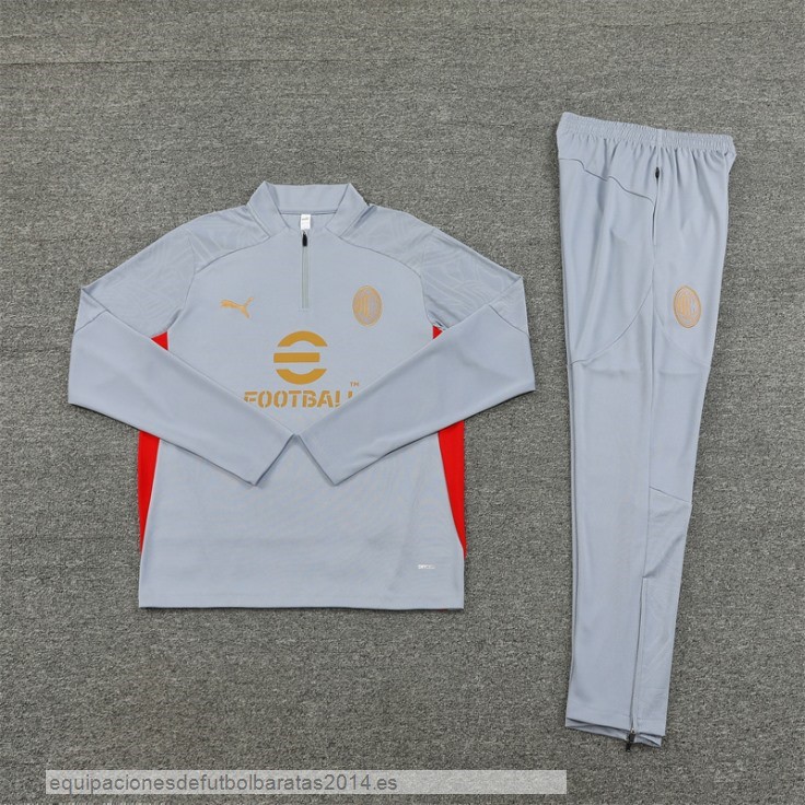 Nuevo Conjunto Completo Sudadera Entrenamiento AC Milan 24/25 Gris Baratas